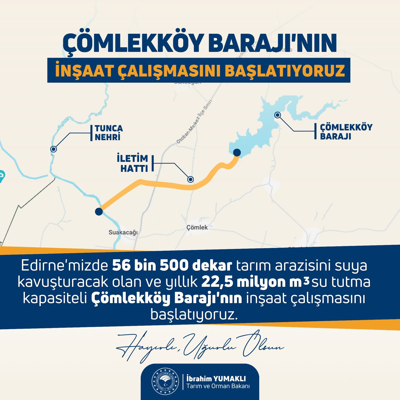 Bakan Yumaklı: Çömlekköy Barajı inşaat çalışmalarını başlatıyoruz 