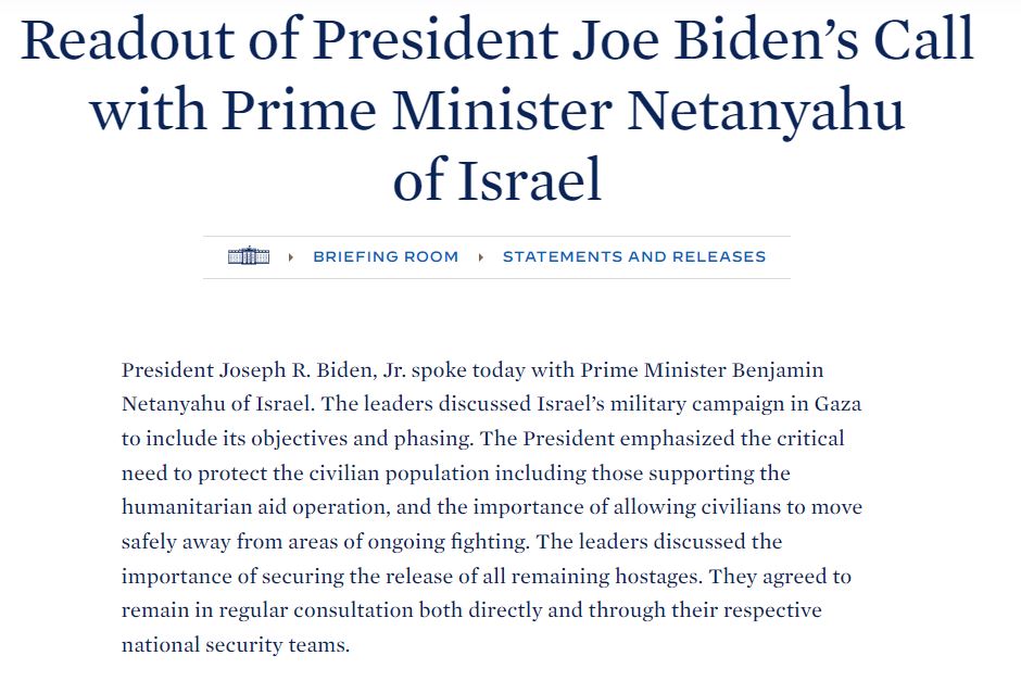 Biden ve Netanyahu telefonda görüştü