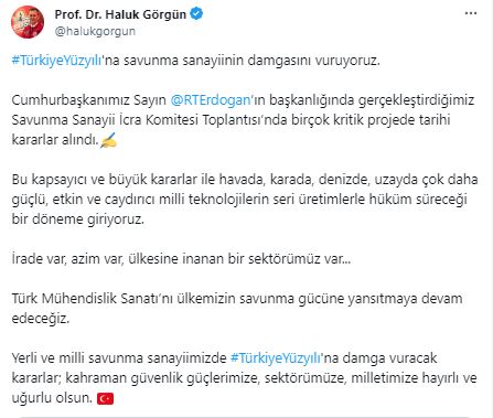 Haluk Görgün: Milli teknolojilerin seri üretimlerle hüküm süreceği bir döneme giriyoruz