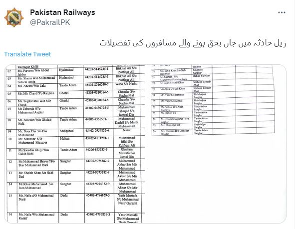 Pakistan’daki tren kazasında can kaybı 30’a yükseldi